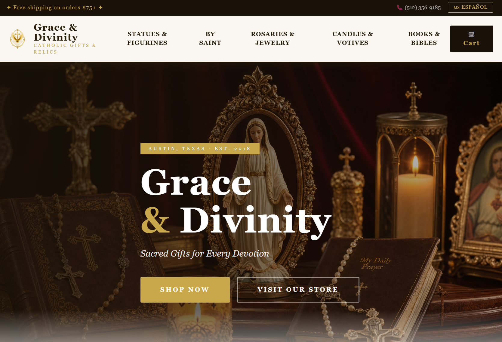 Grace & Divinity Store website screenshot