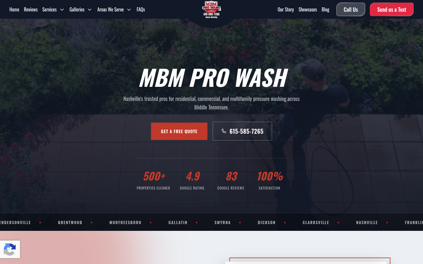 MBM Pro Wash website screenshot