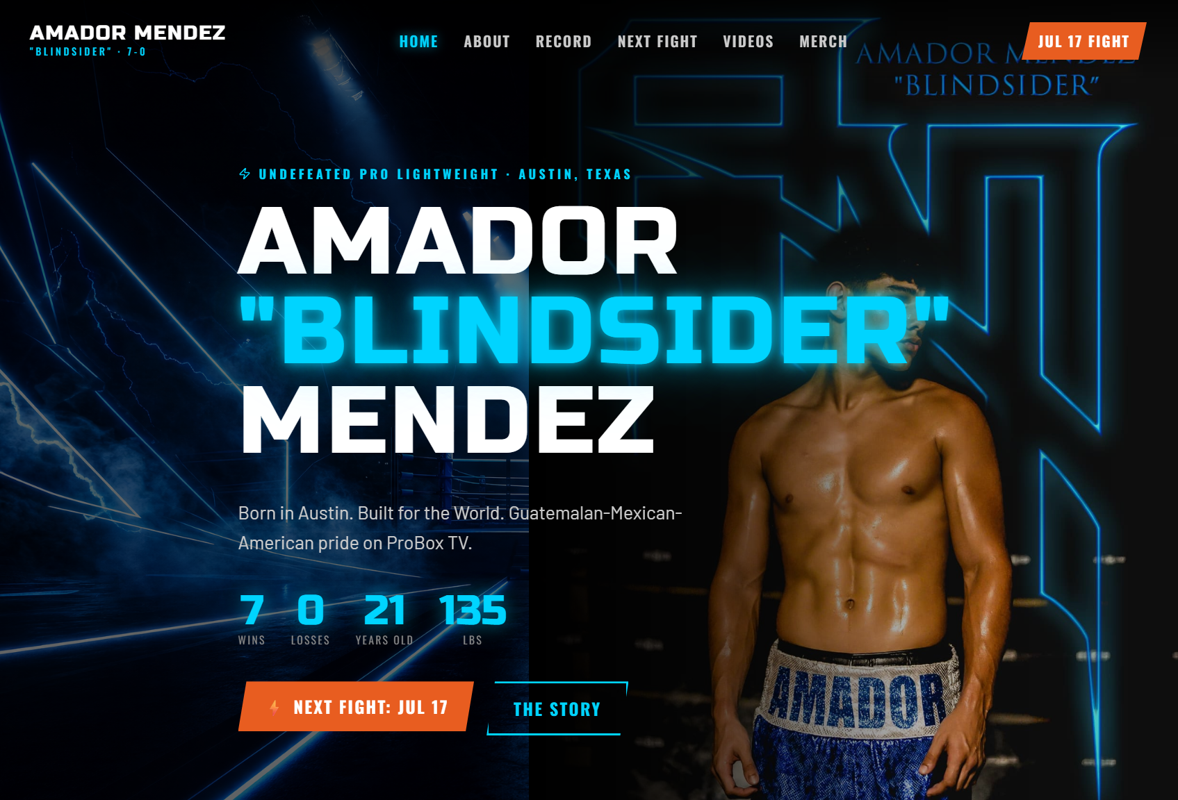Amador Mendez Boxing website screenshot