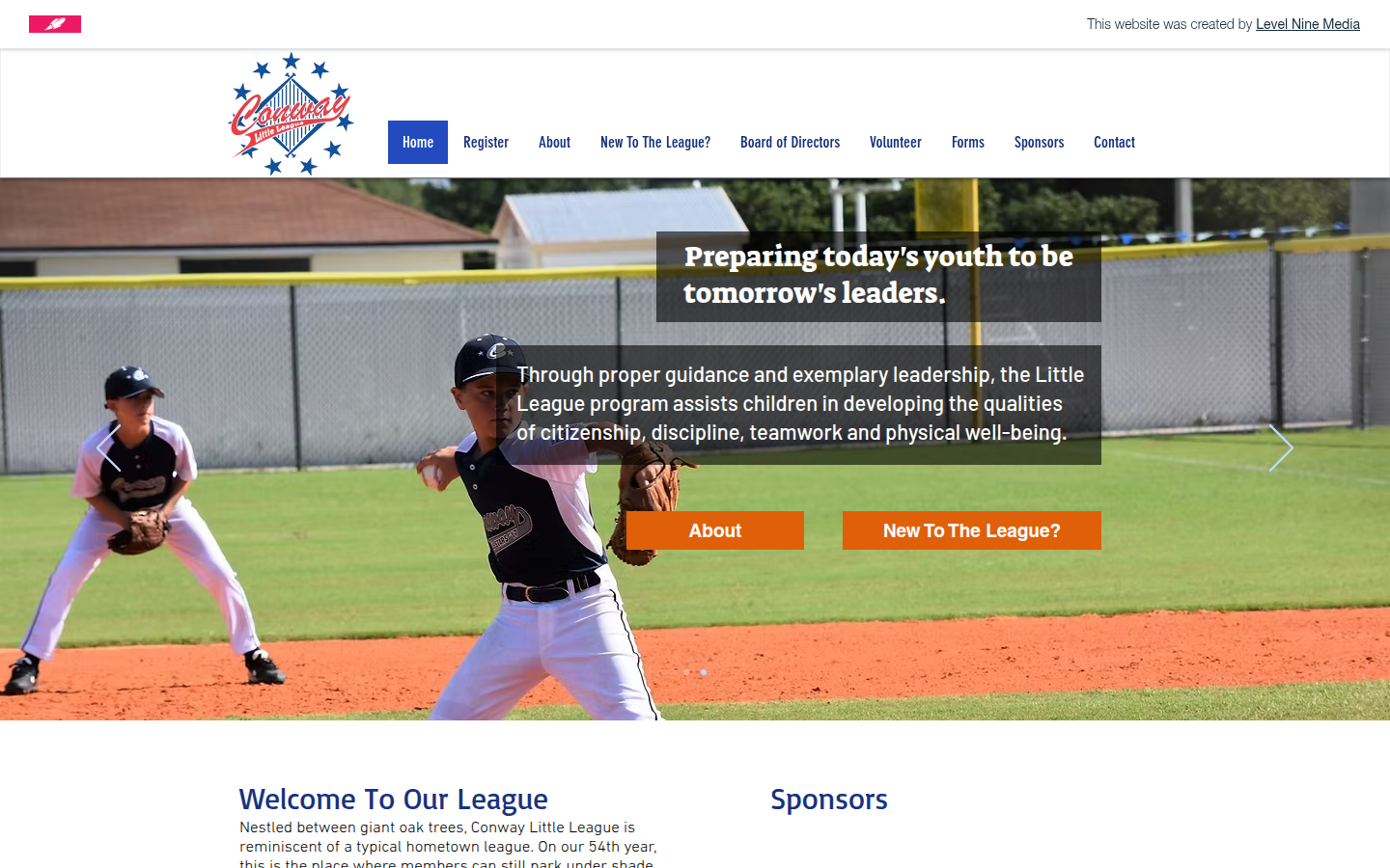 Conway Little League website screenshot