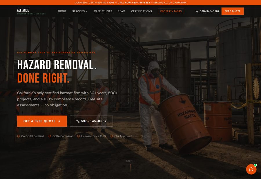 Alliance Hazmat website screenshot