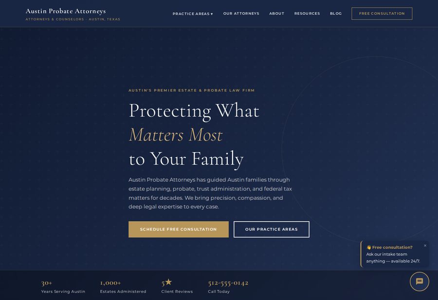Austin Probate Attorney website screenshot