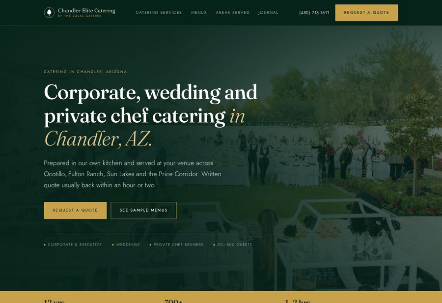 Chandler Elite Catering website screenshot