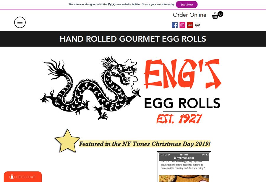 Eng's Egg Rolls website screenshot