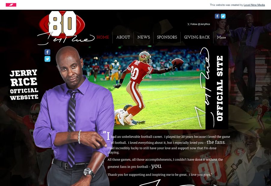 Jerry Rice Official Website website screenshot