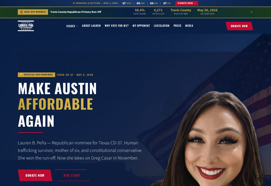 Lauren for Congress website screenshot