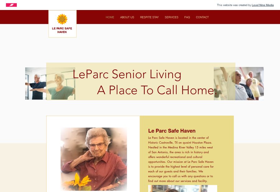Le Parc Safe Haven Senior Living website screenshot