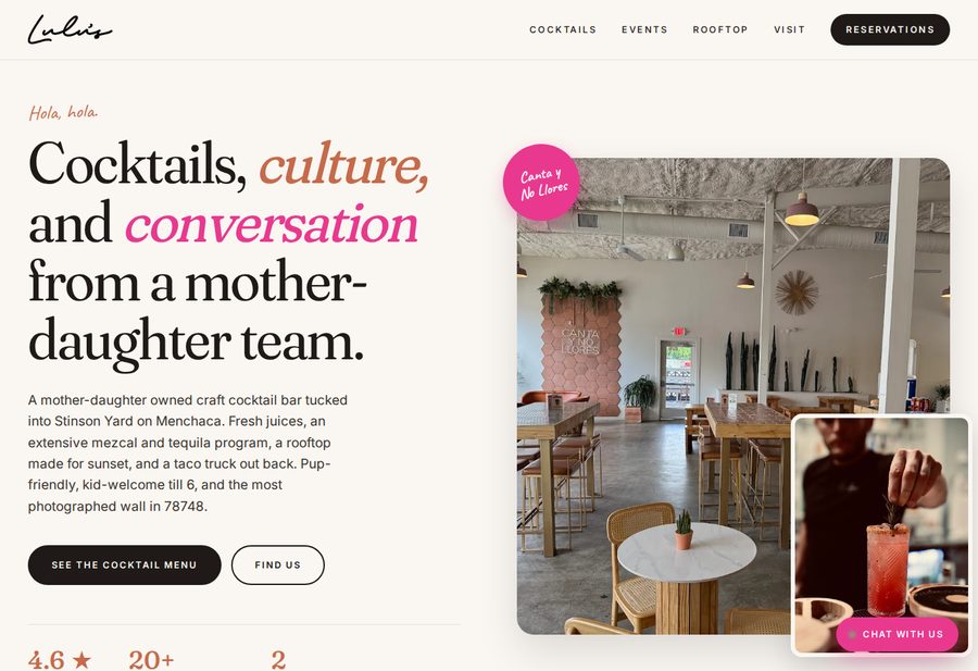 Lulu's Bar website screenshot