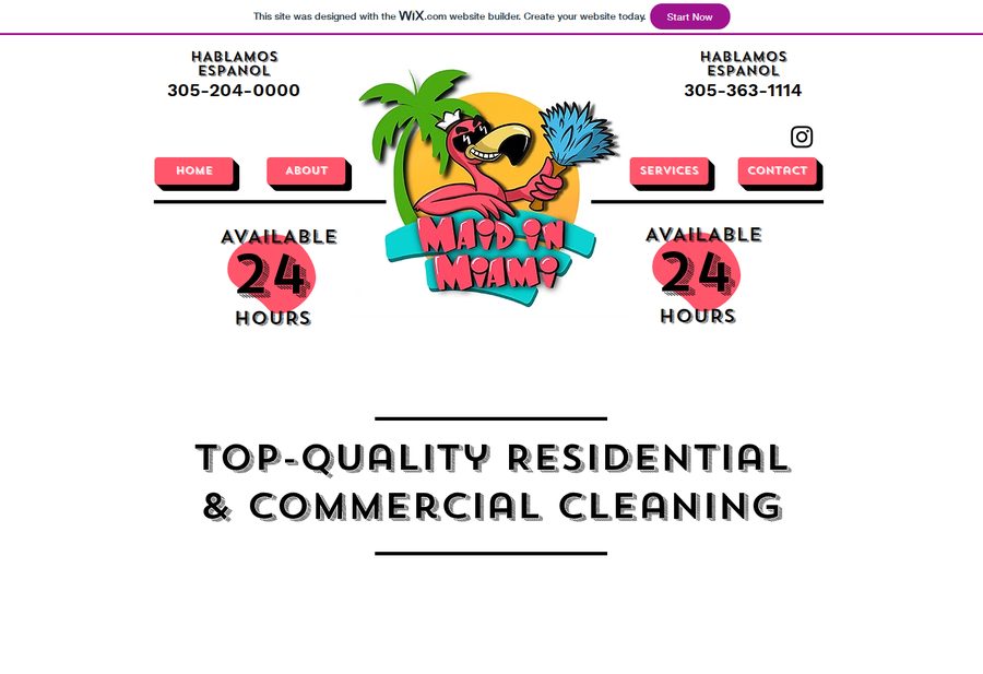Maid in Miami Cleaning Services website screenshot
