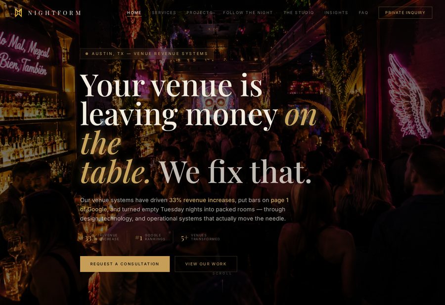 Nightform Studios website screenshot