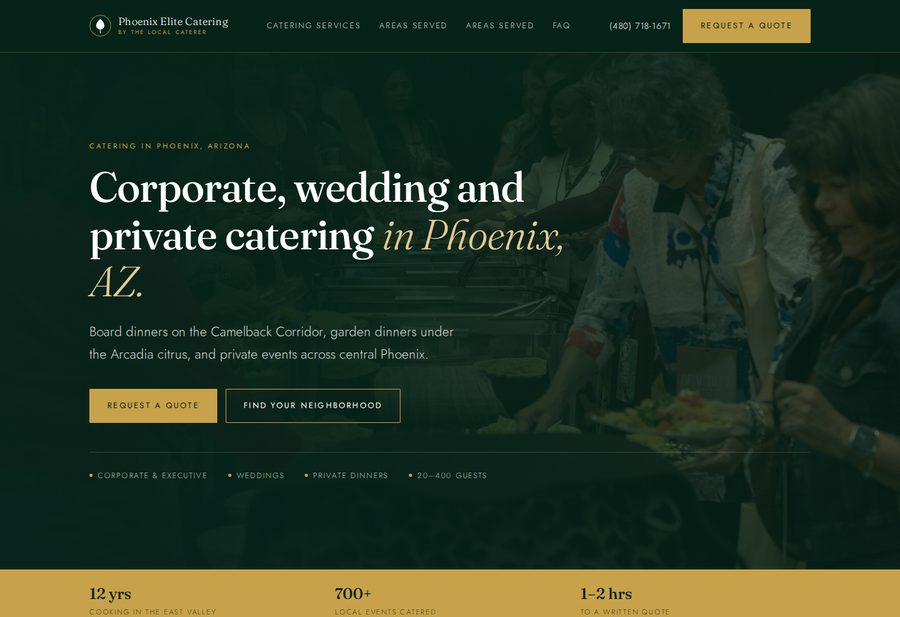 Phoenix Elite Catering website screenshot