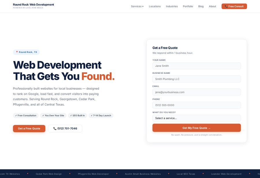 Round Rock Website Design website screenshot