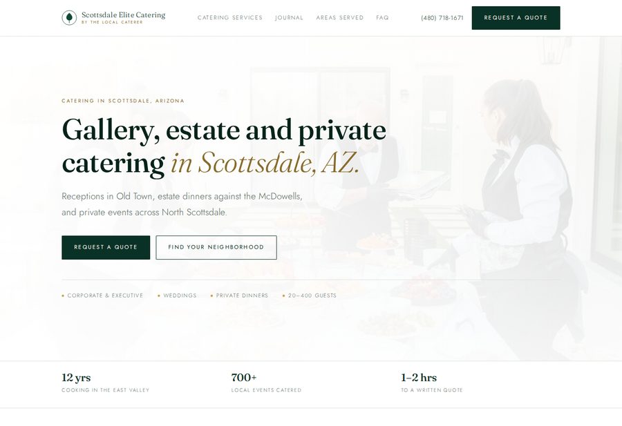 Scottsdale Elite Catering website screenshot