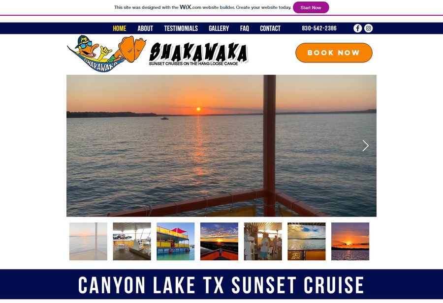 Shakawaka Sunset Cruises website screenshot