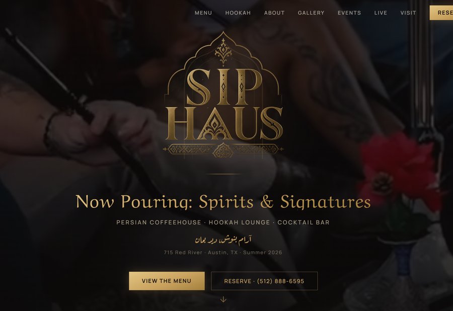 Sip Haus website screenshot