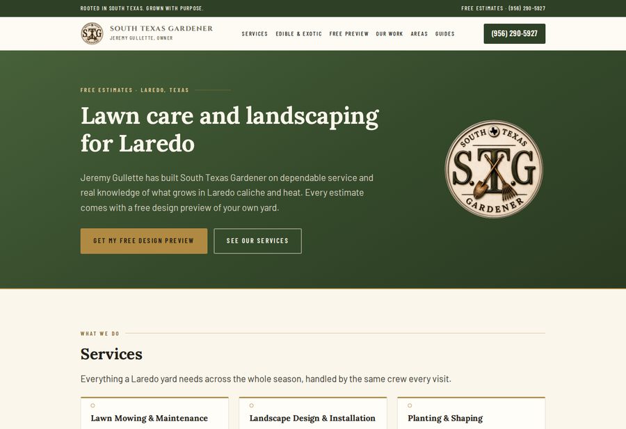South Texas Gardener website screenshot