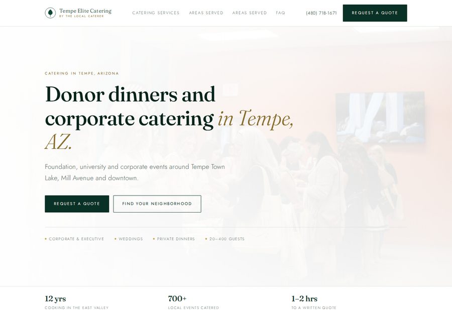 Tempe Elite Catering website screenshot