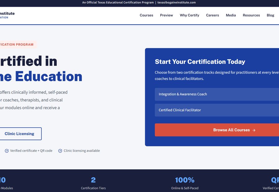 Texas Ibogaine Institute website screenshot