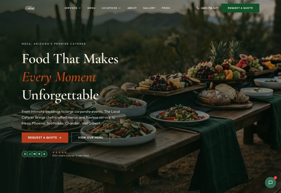 The Local Caterer website screenshot
