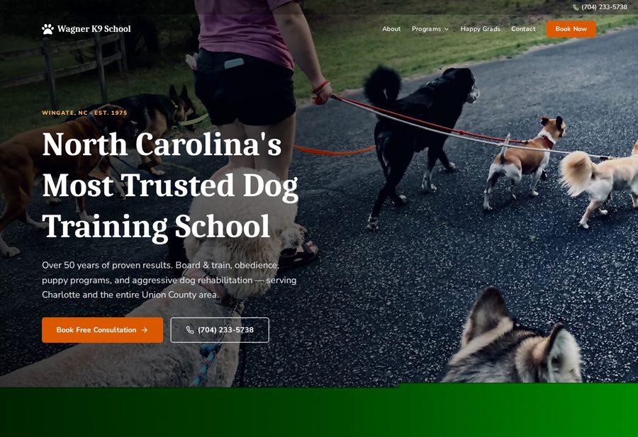 Wagner K9 School website screenshot