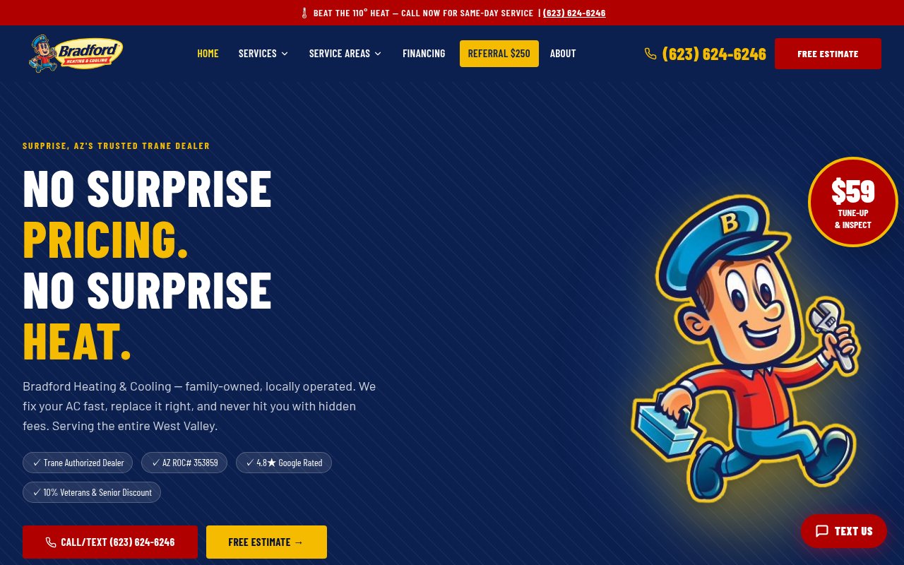 No Surprise HVAC website by Level Nine Media