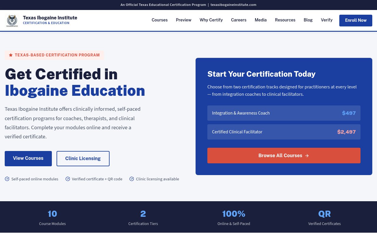 Texas Ibogaine Institute website by Level Nine Media