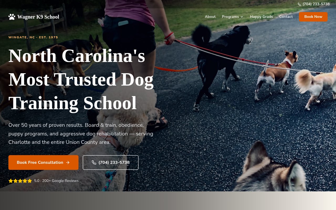 Wagner K9 School website by Level Nine Media